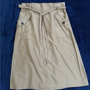 Ann Taylor Khaki Tie-Waist A-Line Skirt
